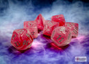 Chessex Dice: Menagerie 9 - Ghostly Glow Poly Pink/Silver (7)