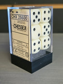 CHESSEX: CHX 25600 Opaque 16mm D6 Ivory/Black (12 DICE)