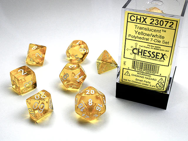 CHESSEX DICE 7-DIE SET YELLOW/WHITE