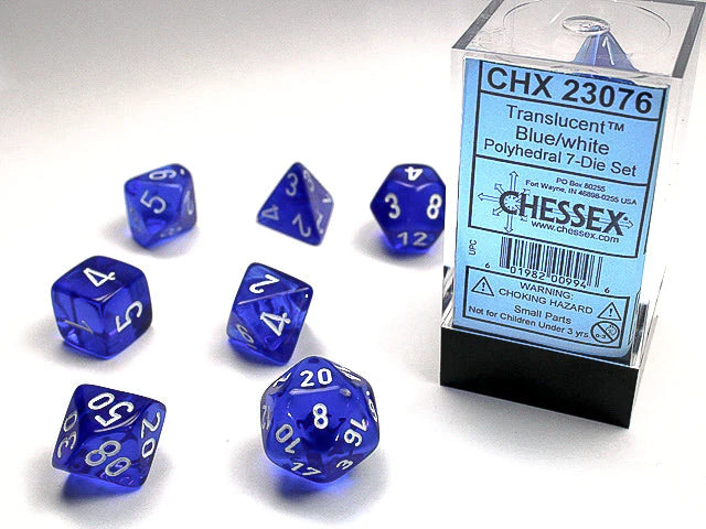 CHX 23076 Translucent Poly Blue/White 7-Die Set