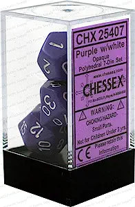 CHX 25407 Opaque: Opaque: Poly Set Purple/White 7-Die Set