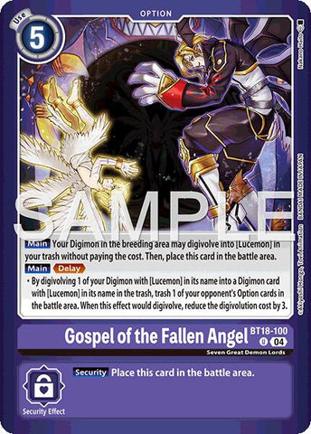 Gospel of the Fallen Angel [BT18-100] (Limited Card Pack -Billion Bullet-) [Limited Card Pack -Billion Bullet-]