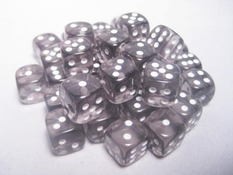 Chessex (23808): D6: 12mm: Translucent: Smoke/White