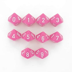 Chessex (25220): D10: Opaque: Pink/White