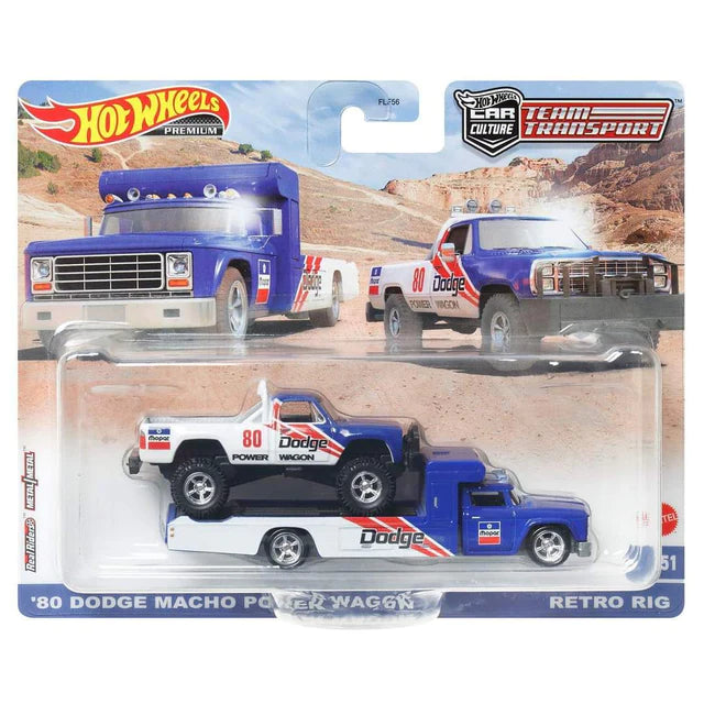 80 Dodge Macho Power Wagon and Retro Rig Hot Wheels Team Transport