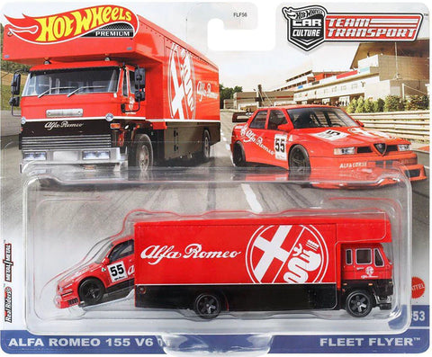 2023 Hot Wheels Team Transport #53 Alfa Romeo 155 V6 Ti & Fleet Flyer
