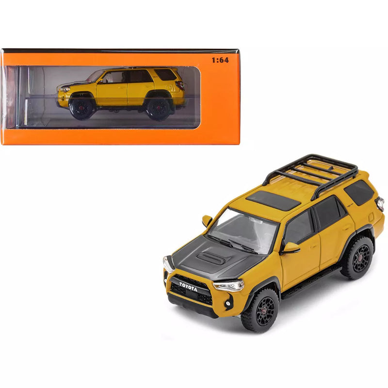 2022 Toyota 4 Runner TRD Pro Yellow with Black Hood 1/64 Diecast Model Car by GCD