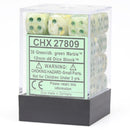 Chessex Dice: Marble - 12mm D6 Green/Dark Green (36)