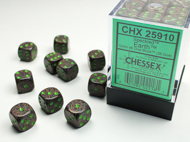 CHESSEX: CHX 25910 Speckled 12mm d6 Earth (36 Dice)