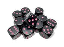 Chessex Dice: Opaque - 16mm D6 Black/Pink (12ct)