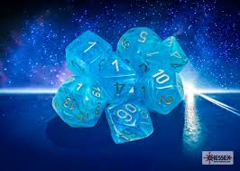 Chessex Dice: Menagerie 10 - Luminary Polyhedral Sky/Silver (Glow-in-the-Dark) (7ct)