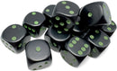 Chessex Dice: Opaque - 16mm D6 Black/Green (12ct)
