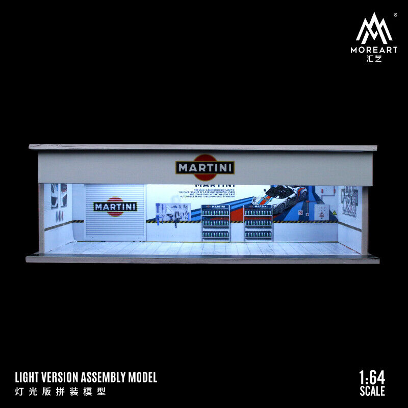 Diorama 1:64 Martini Falken Car Garage Model LED Lighting Workshop Scene Model