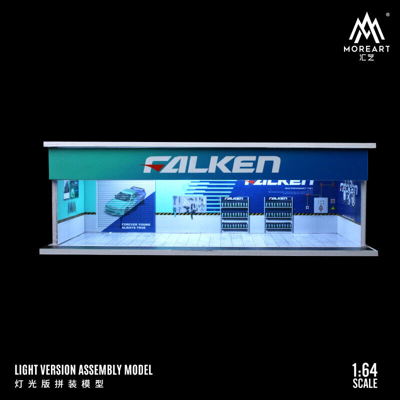 Diorama 1:64 Falken Car Garage Model LED Lighting Workshop Scene Model