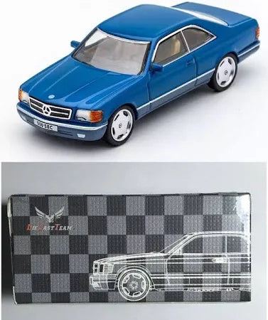 Mercedes Benz 500 SEC Blue Diecast Car 1/64 DCT